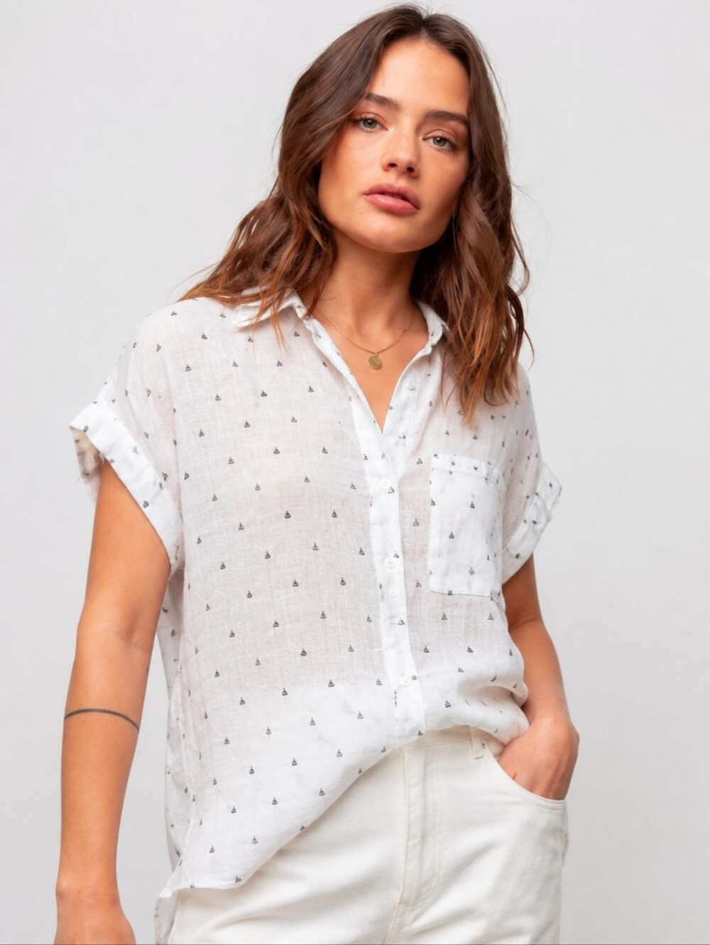 RAILS White Whitney Nautical Boat Cotton Relaxed Blouse